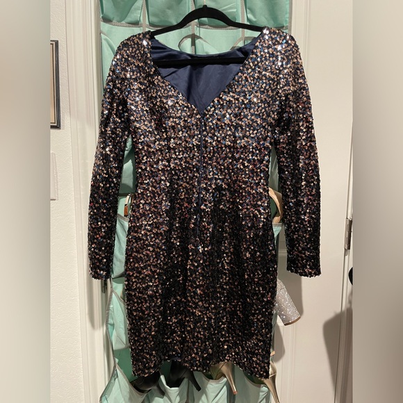 Eliza J navy and gold/bronze sequin dress - Picture 5 of 5